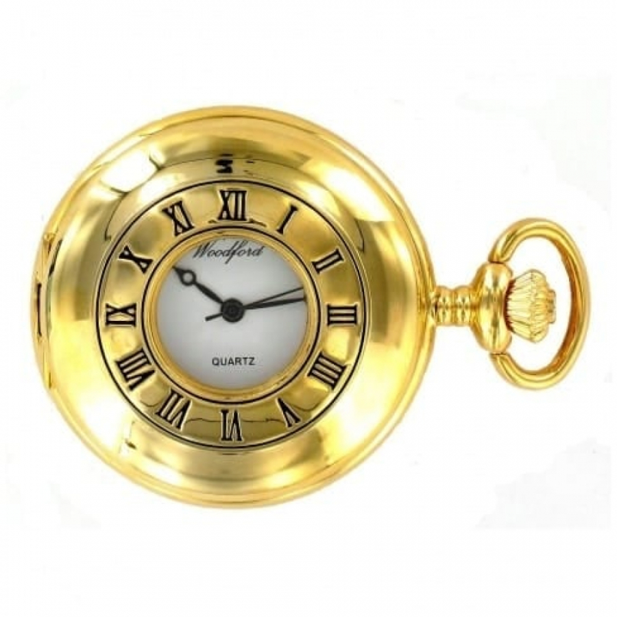 Half Hunter Gold Plated Quartz Pocket Watch