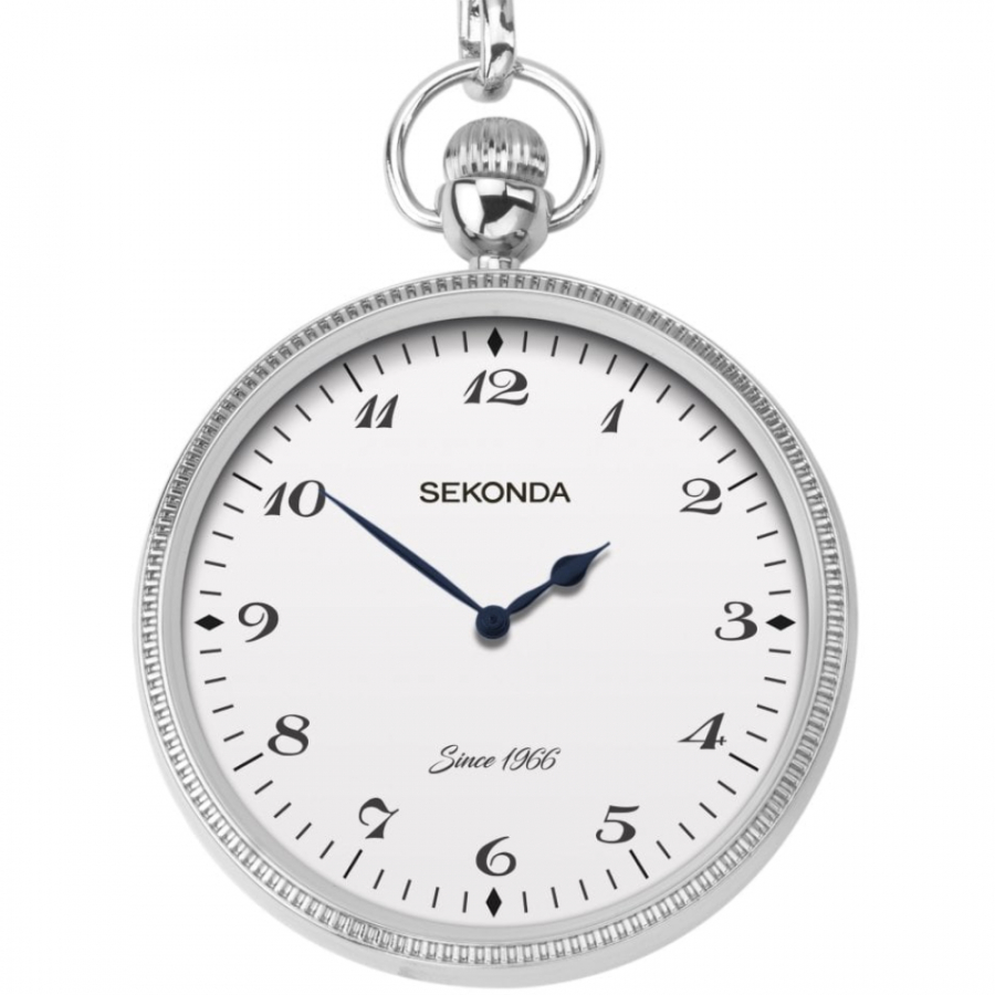 Stainless Steel Quartz Open Face Pocket Watch