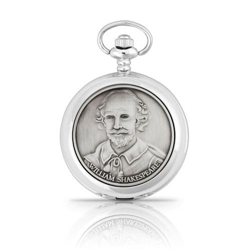 William Shakespeare Chrome/Pewter Quartz Full Hunter Pocket Watch