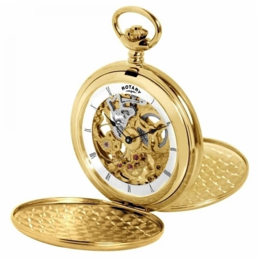 Gold Plated Mechanical Double Hunter Pocket Watch