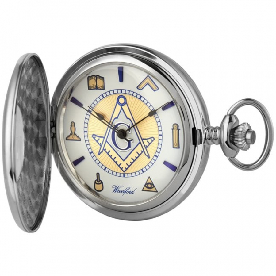 Chrome Plated Half Hunter Masonic Mechanical Pocket Watch