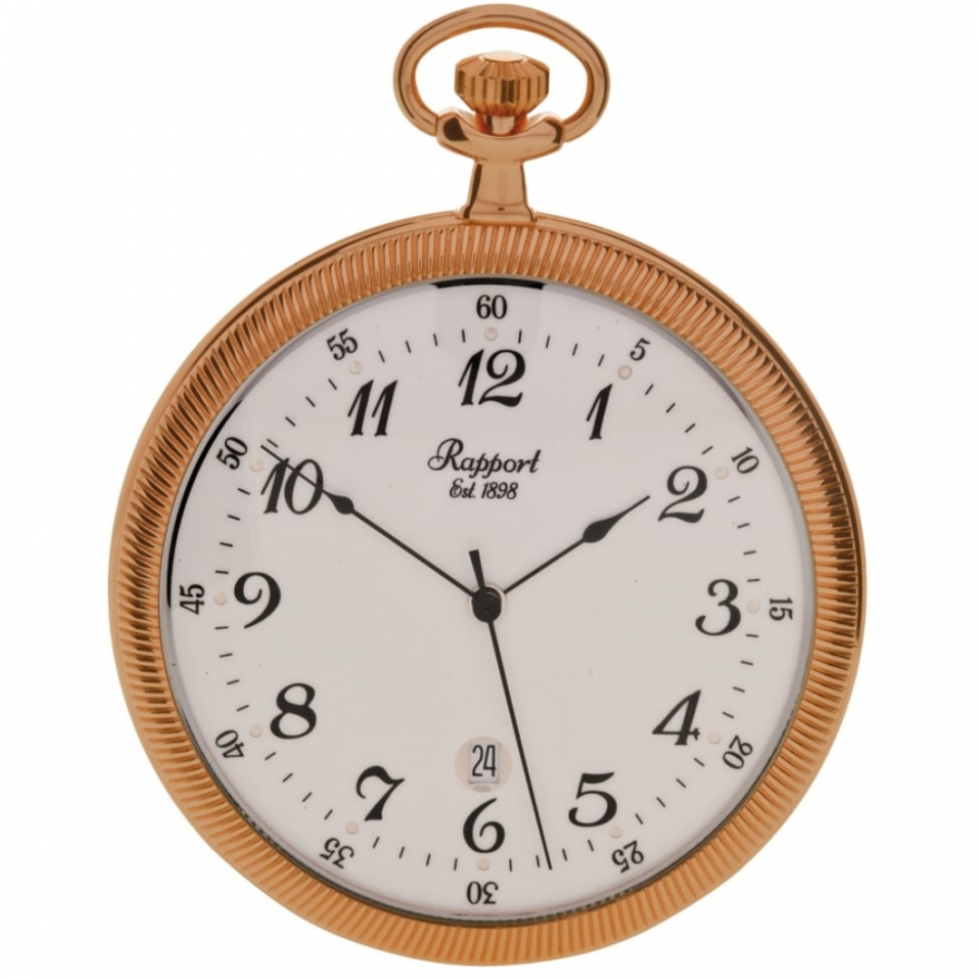 Rose Gold Plated Quartz Slim Open Face Pocket Watch