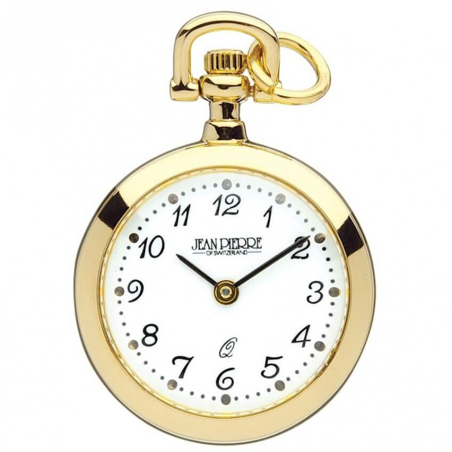 Gold Plated Open Face Quartz Pendant Watch