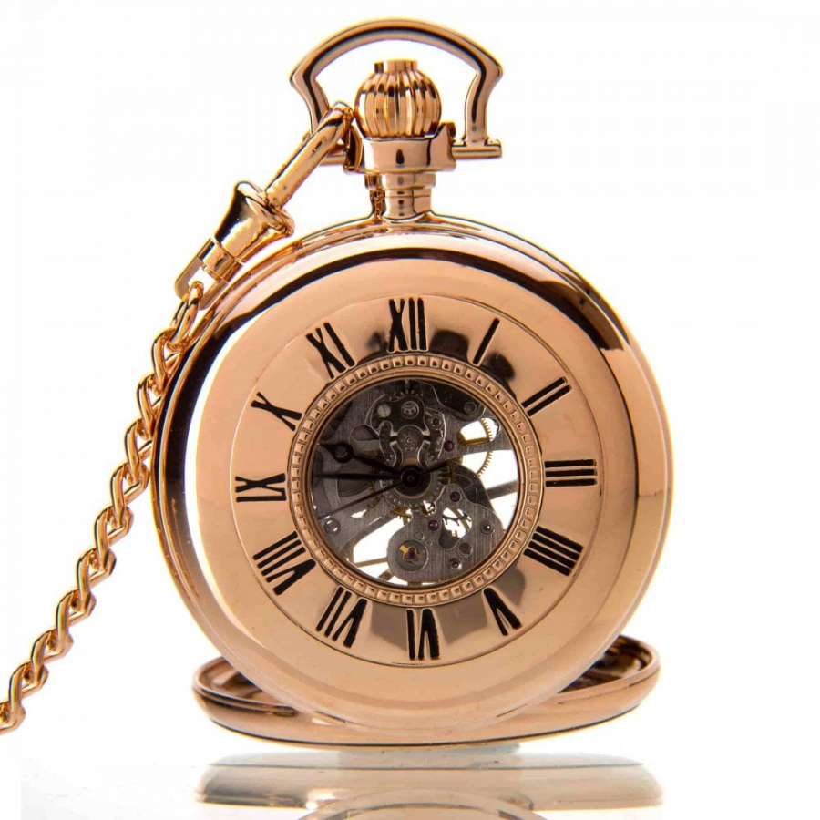 The Windsor - Rose Gold Mechanical Double Half Hunter Pocket Watch