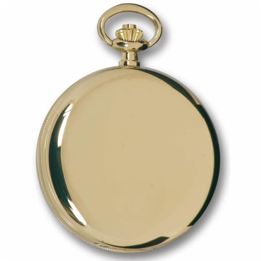 Gold Plated Polished Full Hunter Champagne Dial Quartz Pocket Watch