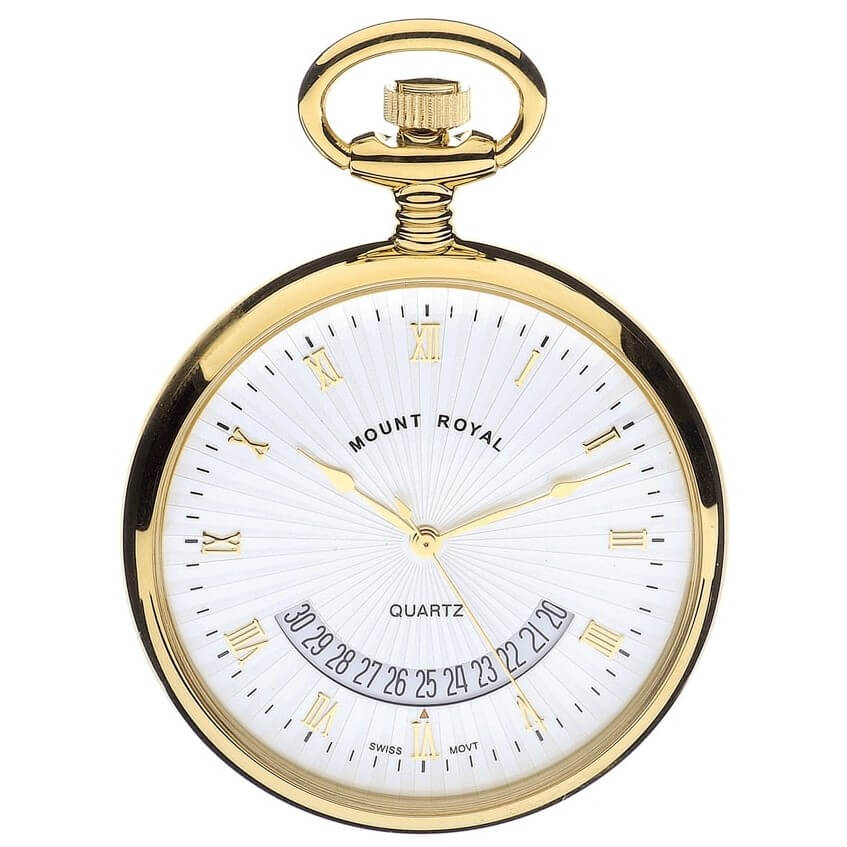 Gold Plated Quartz Open Face Pocket Watch