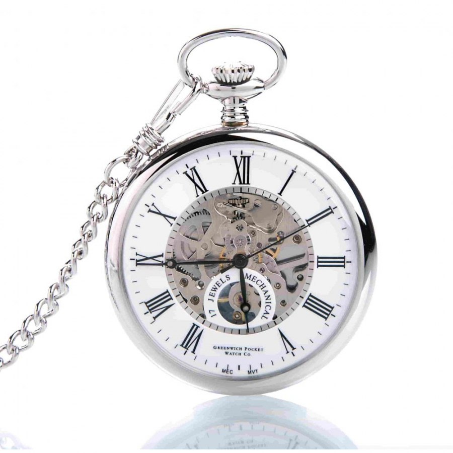 The Eltham - Chrome Mechanical Open Face Pocket Watch