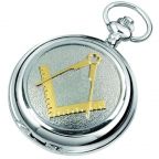 Chrome Plated Masonic Full Hunter Quartz Pocket Watch