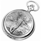 Stag Chrome/Pewter Quartz Full Hunter Pocket Watch