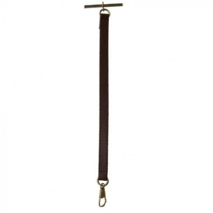 Brown Leather Pocket Watch Strap Gold T-Bar