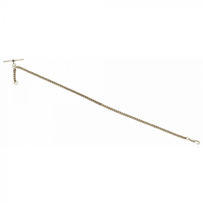 Gold Plated 9.5 Inch Single Albert T-Bar Pocket Watch Chain