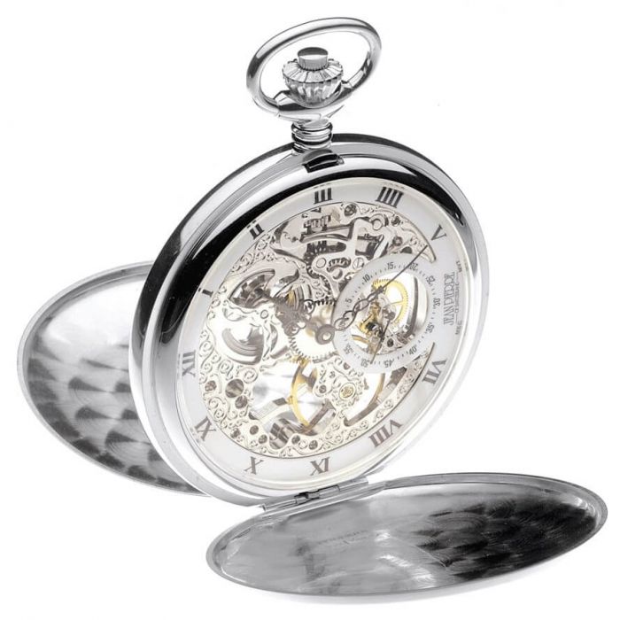 17 Jewel Sterling Silver Double Hunter Mechanical Pocket Watch