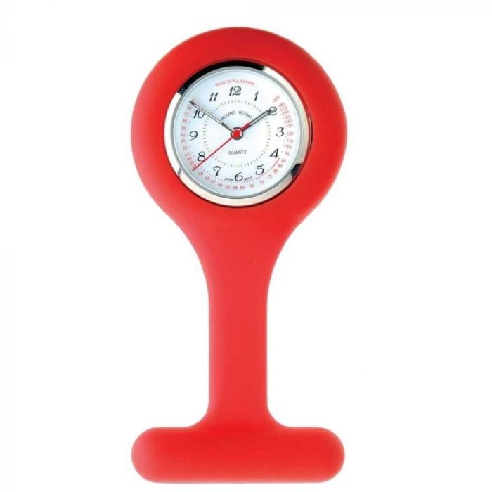 Red Silicone And Stainless Steel Fob Watch