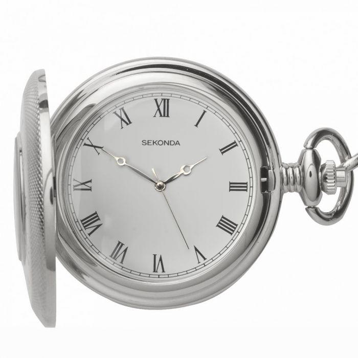 Stainless Steel Quartz Half Hunter Pocket Watch