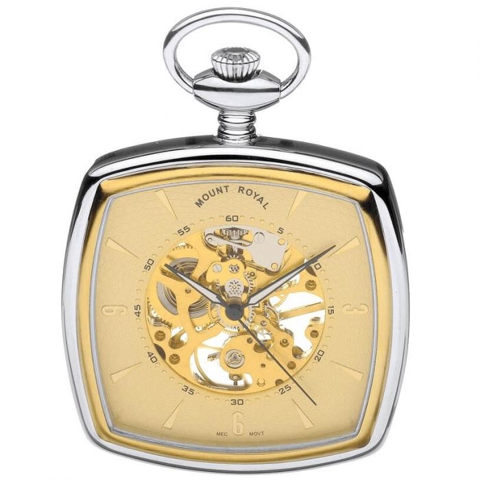 Chrome/gold Plated Two Tone Mechanical Open Face Pocket Watch