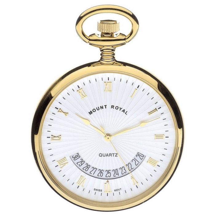 Swiss Gold Plated Quartz Open Face Pocket Watch