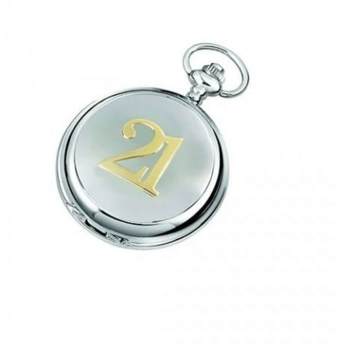 21 Chrome/Pewter Mechanical Double Hunter Two-Tone Pocket Watch