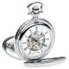Chrome Double Half Hunter Mechanical Pocket Watch and Chrome Arch Stand