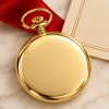 Gold Plated Half Hunter Swiss Mechanical Pocket Watch with Chain
