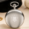 Chrome Plated Full Hunter Mechanical Pocket Watch Engine Turned with Chain