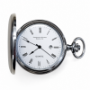 Chrome Plated Full Hunter Date Display Quartz Pocket Watch Blenheim with Chain
