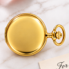 Gold Plated Full Hunter Quartz Pocket Watch Stand with Chain