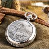 Shooting Chrome & Pewter Full Hunter Quartz Pocket Watch with Chain