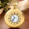 Gold Plated Half Hunter Mechanical Pocket Watch with Chain