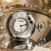 Sterling Silver Half Hunter Mechanical Pocket Watch with Chain (G151)