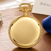 Masonic Gold Plated Half Hunter Date Display Quartz Pocket Watch with Chain