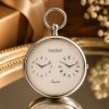 Chrome Plated Open Face Dual Time Quartz Pocket Watch