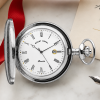 Chrome Plated Full Hunter Date Display Quartz Pocket Watch with Chain (45mm) (B5)