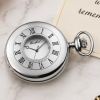 Chrome Plated Half Hunter Date Display Quartz Pocket Watch with Chain