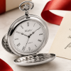 Chrome Plated Double Hunter Mechanical Pocket Watch with Chain (50mm) (W1119)