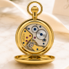 Gold Plated Double Hunter Mechanical Pocket Watch with Chain
