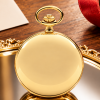 Gold Plated Full Hunter Date Display Quartz Pocket Watch with Chain