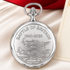 Battle of Britain Chrome Plated Double Hunter Mechanical Pocket Watch with Chain