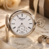 Chrome Plated Double Hunter Mechanical Pocket Watch with Chain (PW61)