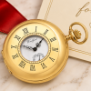 Gold Plated Half Hunter Swiss Mechanical Pocket Watch with Chain