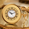 Gold Plated Half Hunter Quartz Pocket Watch with Chain (48mm)