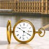 Gold Plated Full Hunter Date Display Quartz Pocket Watch Blenheim with Chain