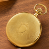 Gold Plated Full Hunter Mechanical Pocket Watch Stippled Pattern with Chain