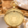 Gold Plated Double Hunter Mechanical Pocket Watch with Chain