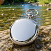 Fishing Chrome & Pewter Full Hunter Quartz Pocket Watch with Chain
