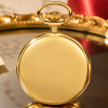 Gold Plated Full Hunter Date Display Quartz Pocket Watch Numerals with Chain
