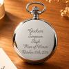 Chrome Plated Open Face Quartz Pocket Watch with Chain