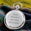 Celtic Chrome & Pewter Full Hunter Quartz Pocket Watch Knotwork Black with Chain