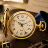 Masonic Gold Plated Half Hunter Date Display Quartz Pocket Watch with Chain (46mm)
