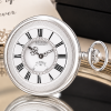 Sterling Silver Half Hunter Mechanical Pocket Watch with Chain