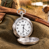 Shooting Chrome & Pewter Full Hunter Quartz Pocket Watch with Chain